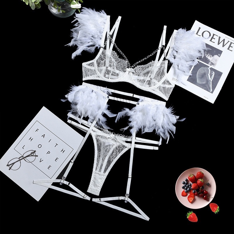 Angel Wing Lingerie Set – Feather, Sheer & Irresistibly Sexy 🔥