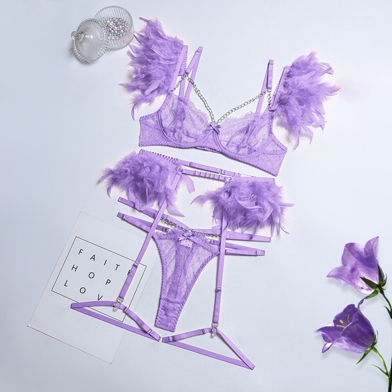 Angel Wing Lingerie Set – Feather, Sheer & Irresistibly Sexy 🔥