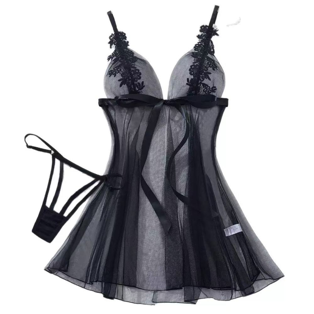 XOXO Sheer Black Lace Babydoll – Sexy Mesh Nightdress Lingerie Set Soft. Sheer. Irresistible.