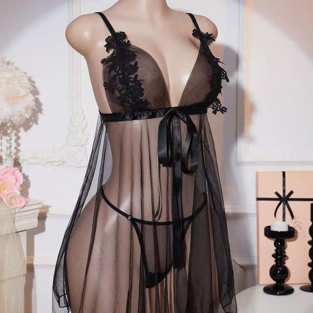 XOXO Sheer Black Lace Babydoll – Sexy Mesh Nightdress Lingerie Set Soft. Sheer. Irresistible.