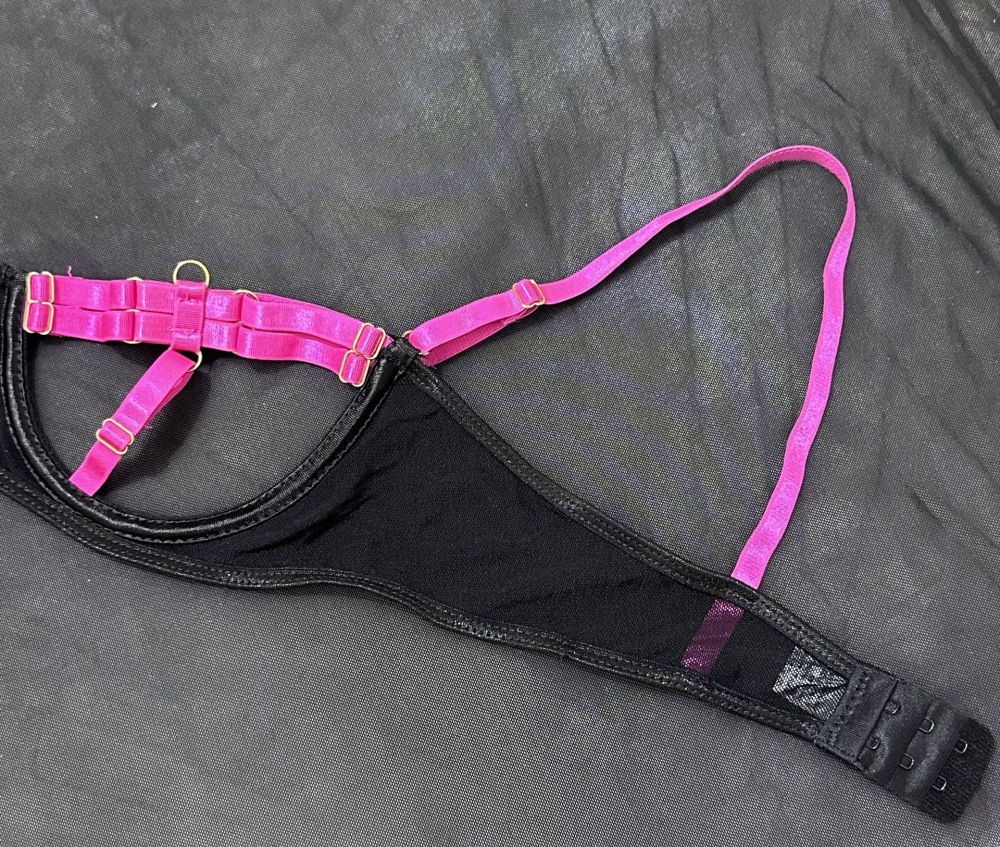 Hot Pink & Black Strappy Mesh Lingerie Set – Ultra Seductive Harness Style