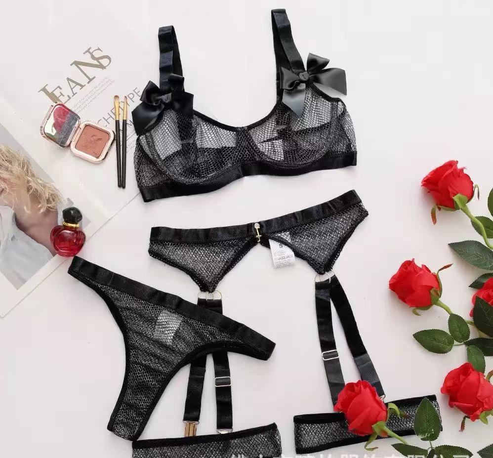 XOXO Scarlet Bow Mesh Lingerie Set – Bold & Irresistible Red