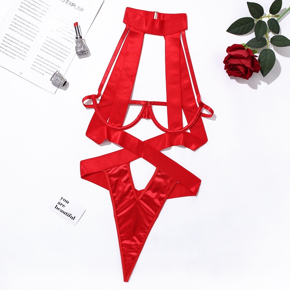 Strappy Bondage Bodysuit – Snatched Waist, Dominant Energy 🔥