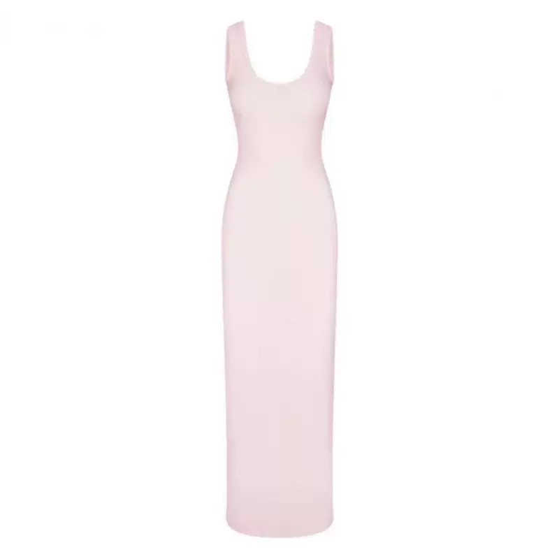 XOXO Minimal Ribbed Backless Dress – Sleek, Soft & Curve-Defining