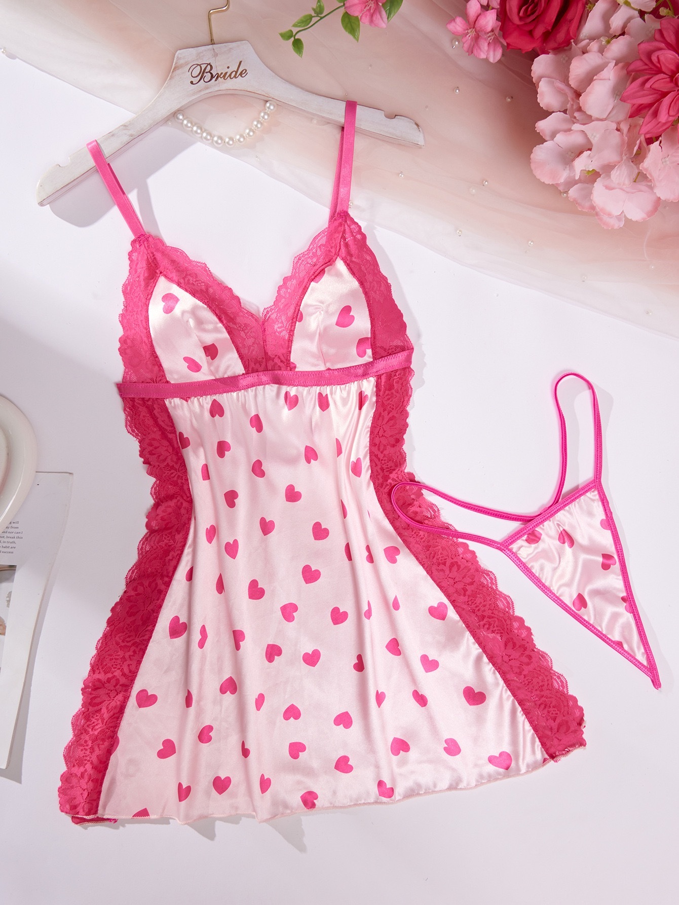 Sweetheart Lace Babydoll Lingerie Set | Valentine’s Day Sexy Nightdress💗