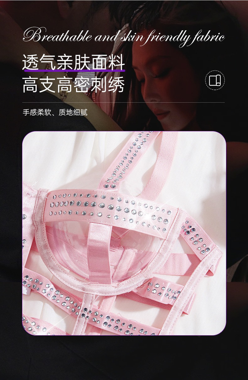 Rhinestone Strap Lingerie Bodysuit | Sexy Bandage Corset Teddy
