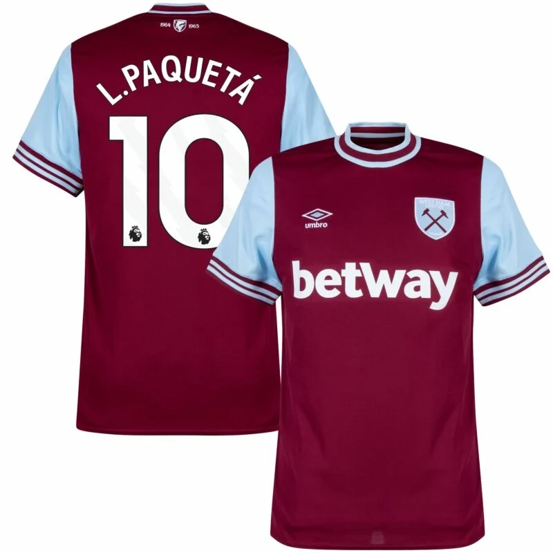 West Ham United Home L.Paquetá 10 Shirt 2024-2025 Player version Size：S-2XL（Non-Customize）