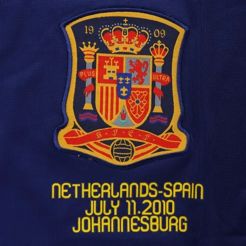 2010 Spain Nation Retro Soccer Jersey Away Long Sleeve Replica World Cup