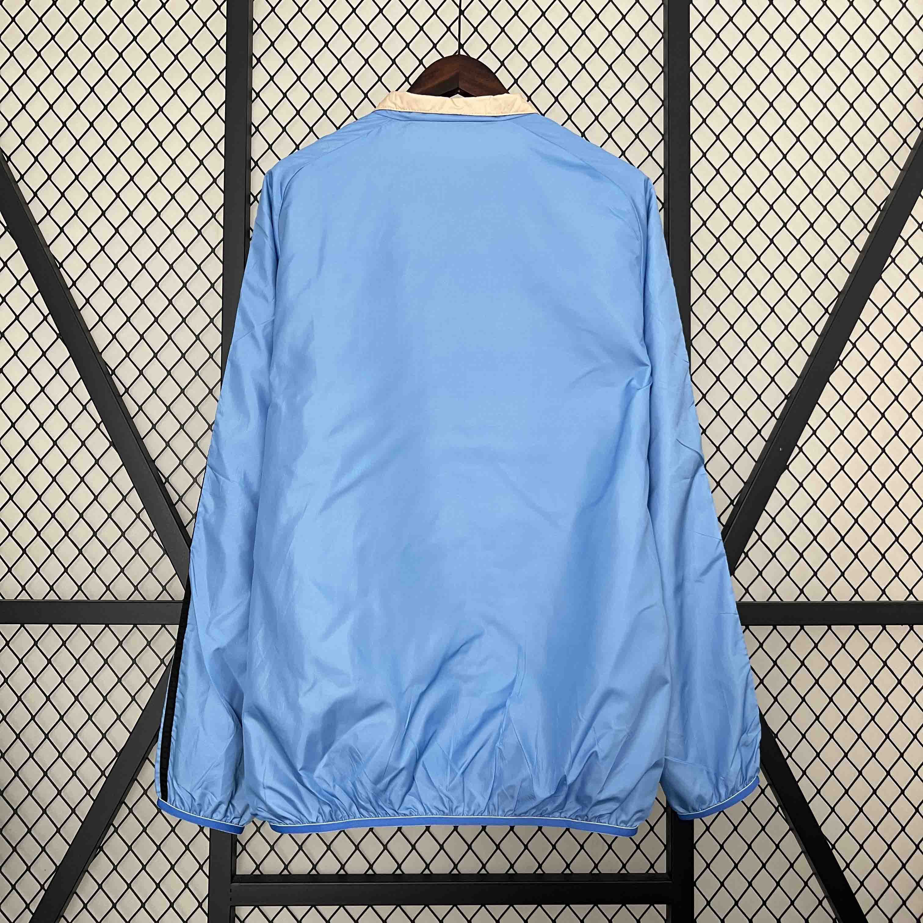 Real Madrid Blue&Beige Trench Coat Reversible Windbreaker Jacket 2024