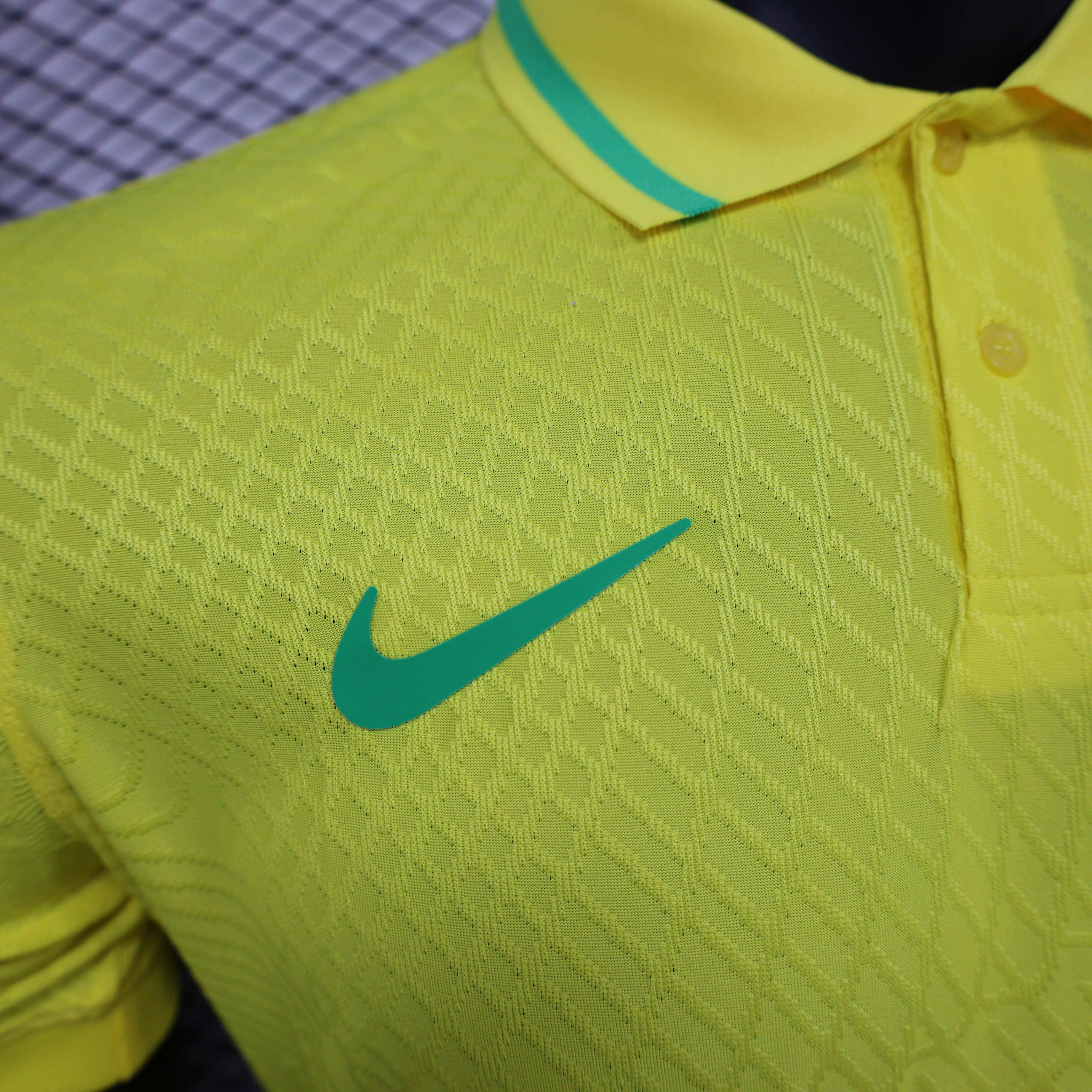 Nike Brazil Men's 2024 Slim Fit POLO Shirt - Yellow