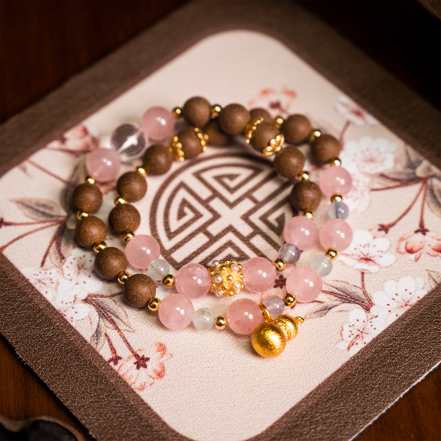 Rose Quartz Aromatic Incense Bracelet – Double Wrap