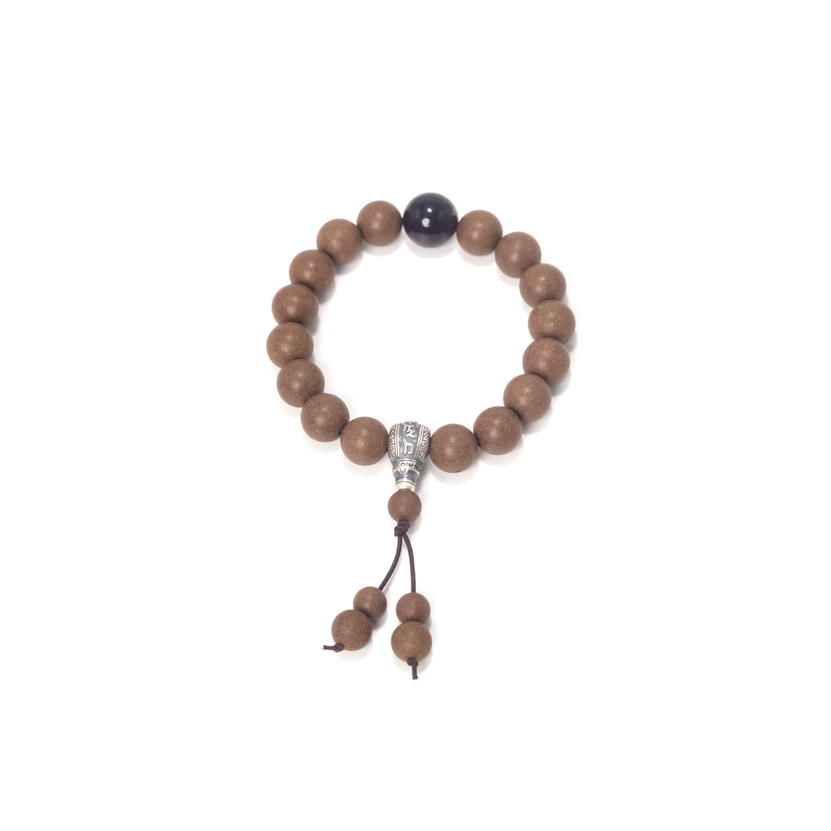 Aromatic Zen Obsidian Bracelet with Silver Buddha Head