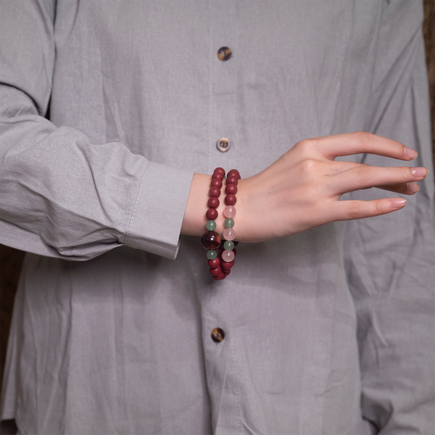 Natural Crystal Aroma Bracelet – “Soft Pink Dream”