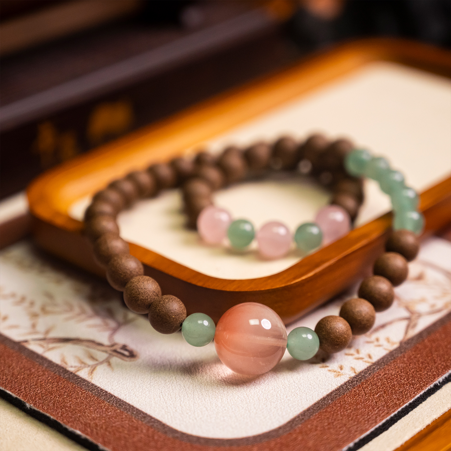 Natural Crystal Aroma Bracelet – “Soft Pink Dream”