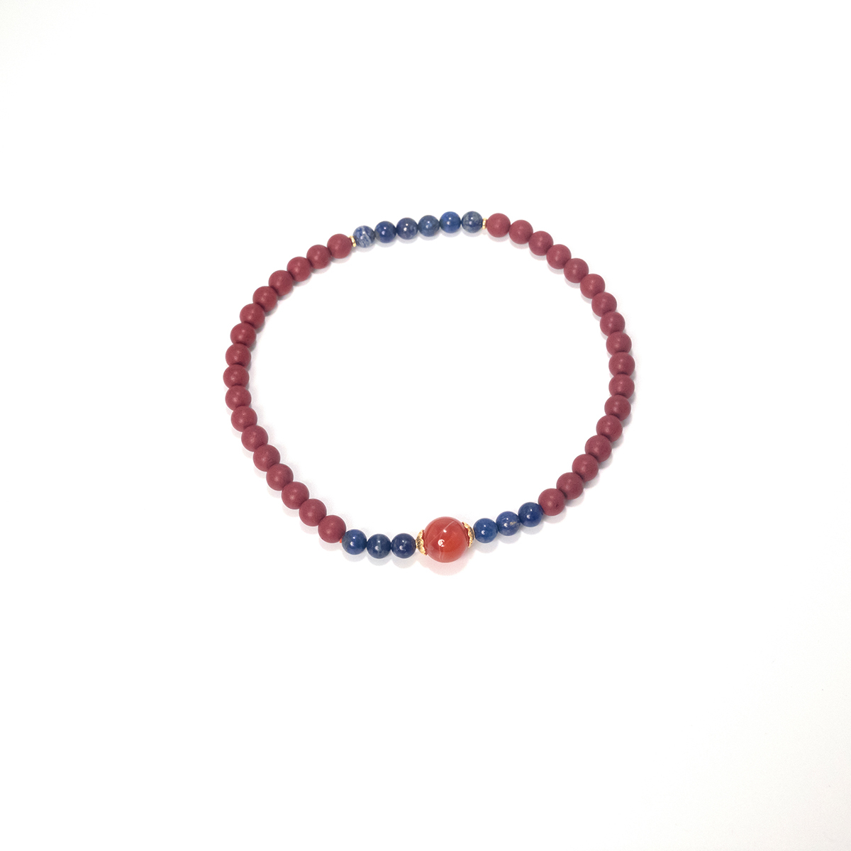 Blue Lapis Aroma Bracelet – “Red Agate Embrace”