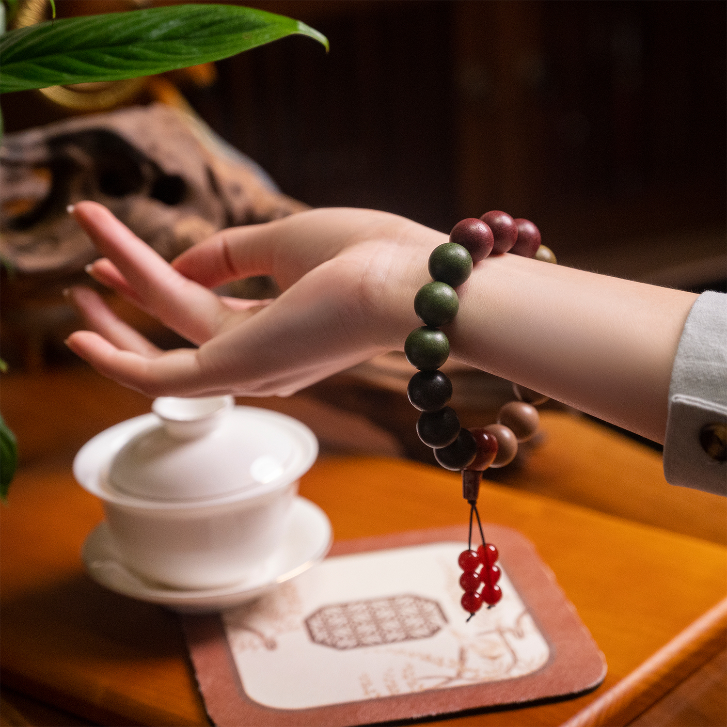 Five Harmony Incense Bracelet – Five Elements Agate Buddha Head Energy Beads