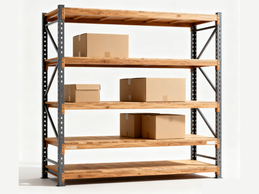 Multi-tier Wooden & Metal Storage Shelf for Home & Small Business