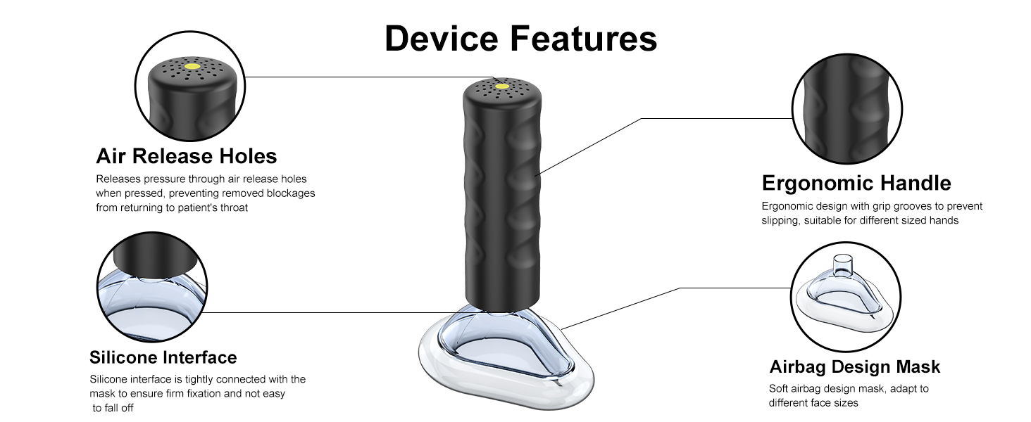 EasyPumpVac anti choking suction device airflow and rescue workflow diagram