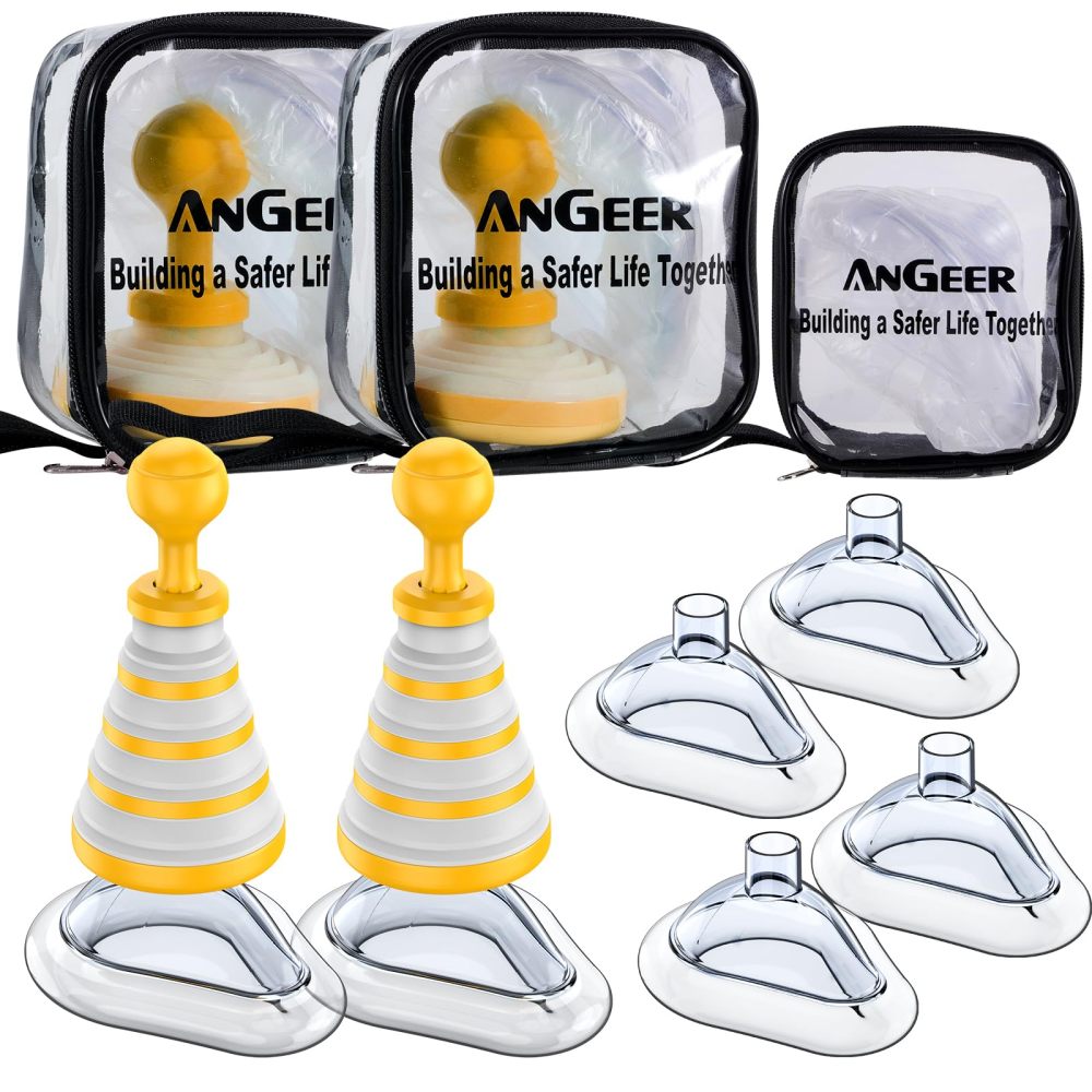 Fitiger FoldPumpVac orange portable anti choking device 2-pack kit with masks and travel bags