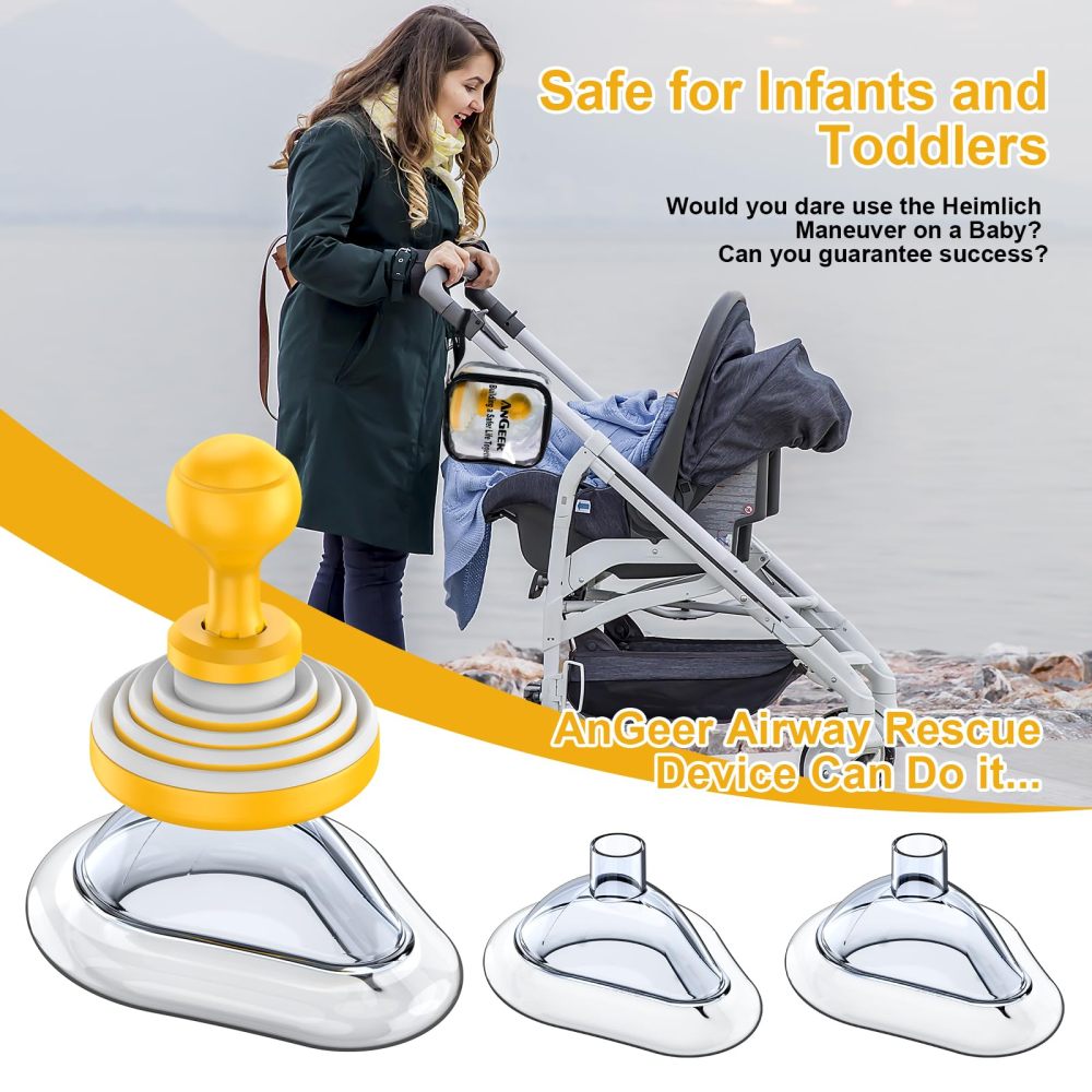 FoldPumpVac orange portable anti choking device kit with adult child and baby masks