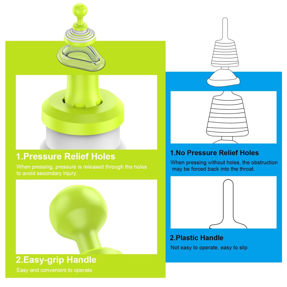 FoldPumpVac orange choking rescue device folded storage comparison graphic