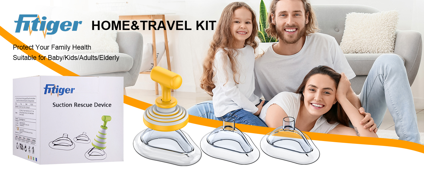 Fitiger FoldPumpVac portable anti choking device kit with masks and travel bag