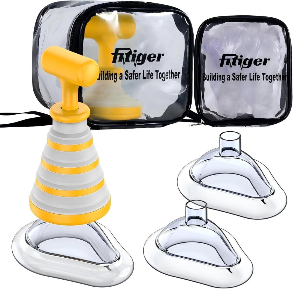 Fitiger FoldPumpVac orange portable anti choking device with masks and travel bag