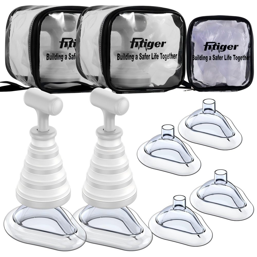 Fitiger FoldPumpVac portable choking rescue device gray 2-pack with adult and child masks