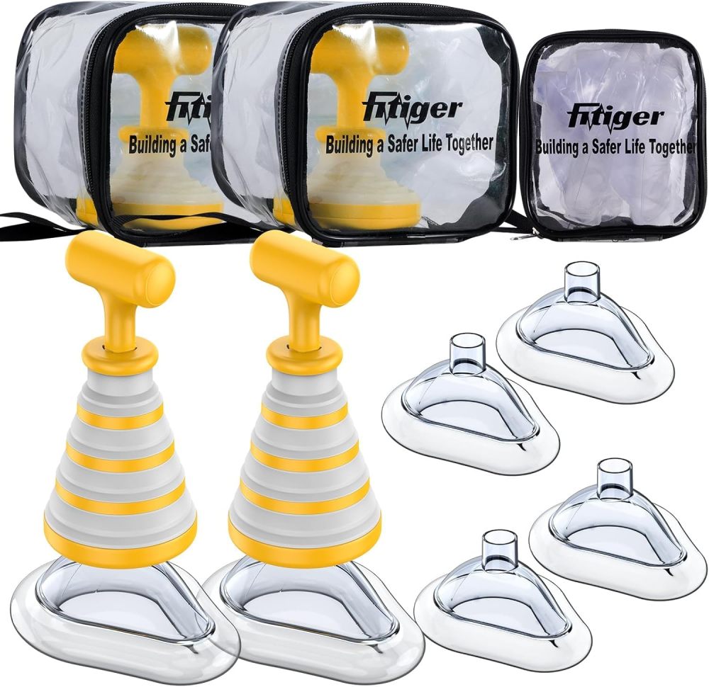 Fitiger FoldPumpVac portable anti choking device orange 2-pack with suction masks and travel bags