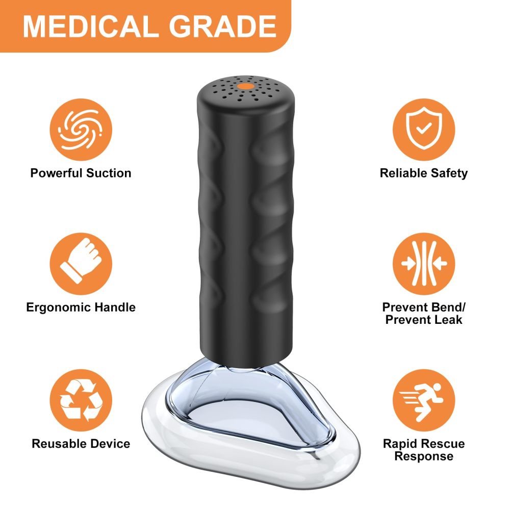 EasyPumpVac medical grade anti choking device features with mask attachment