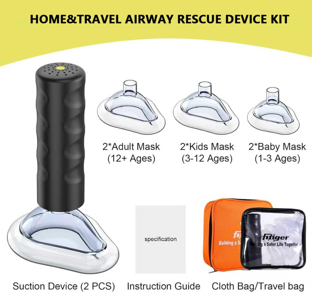 EasyPumpVac home and travel choking rescue device kit with two suction devices and masks
