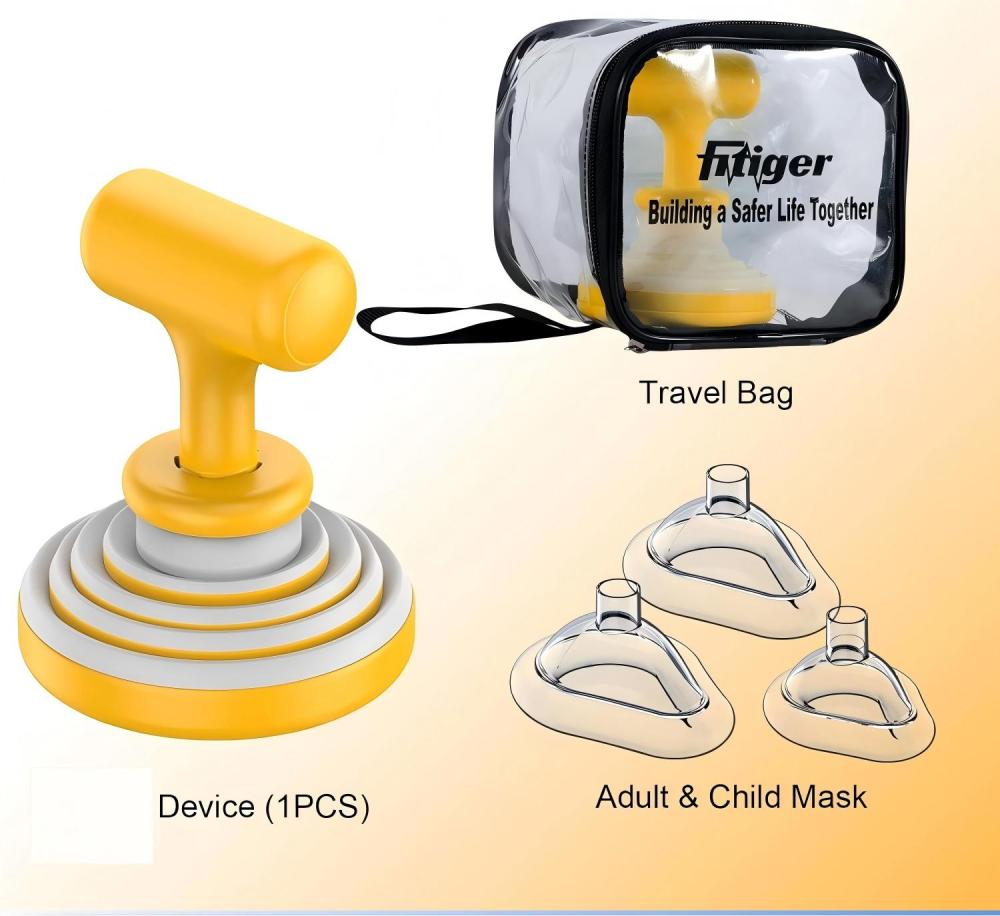 Fitiger FoldPumpVac orange portable anti choking device kit with travel bag and masks