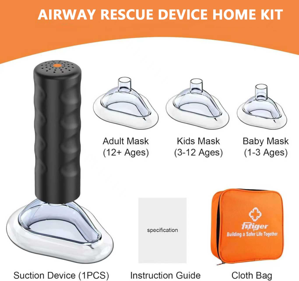 EasyPumpVac airway rescue device home kit with adult child and baby masks