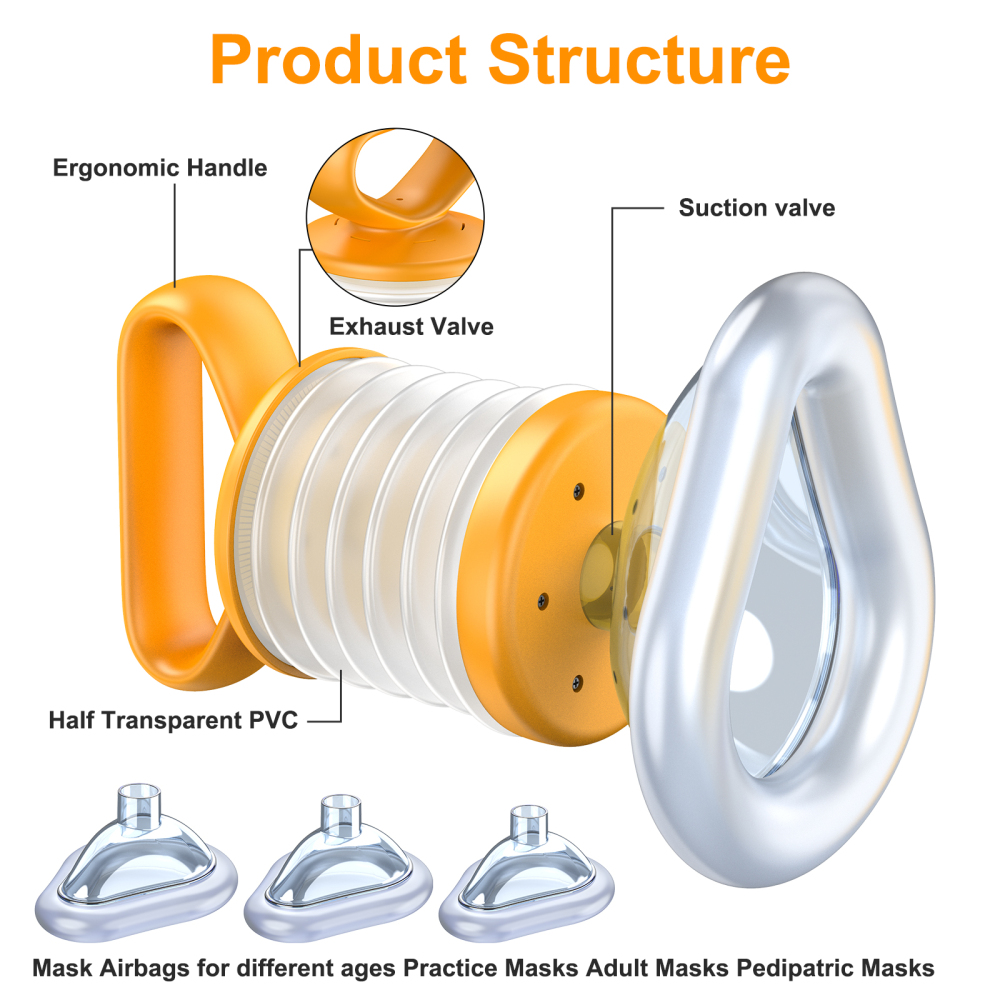 Orange LifoVox product structure with suction valve mask and ergonomic handle