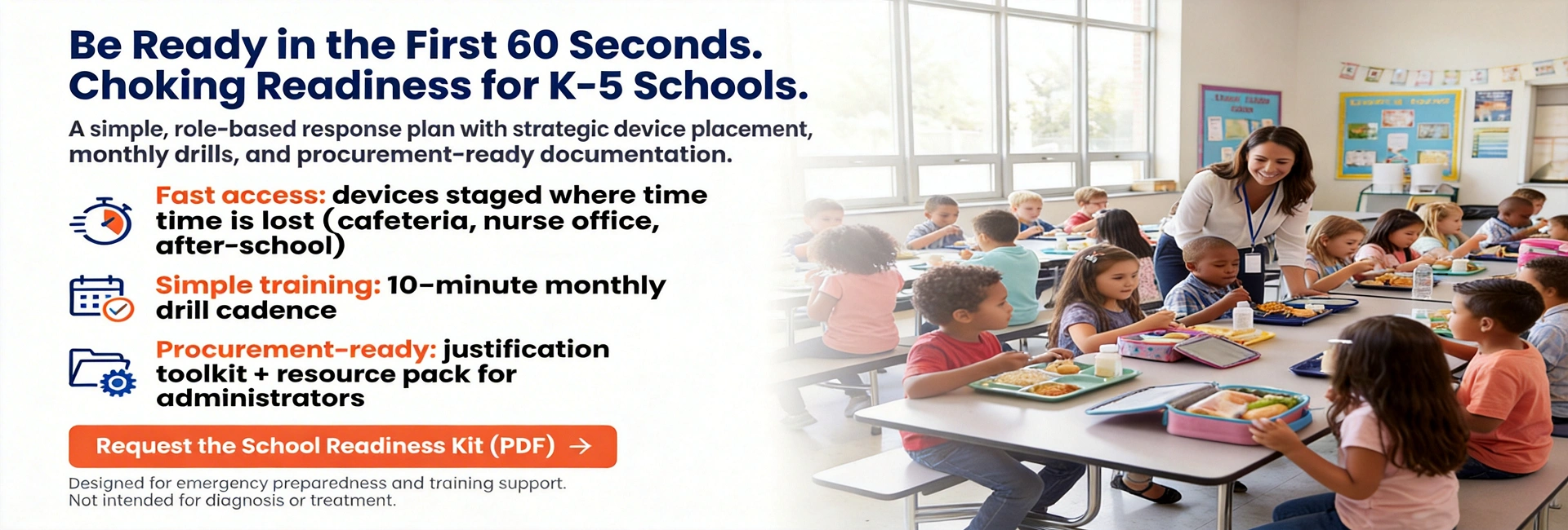 School choking emergency readiness plan for cafeterias and campus staff