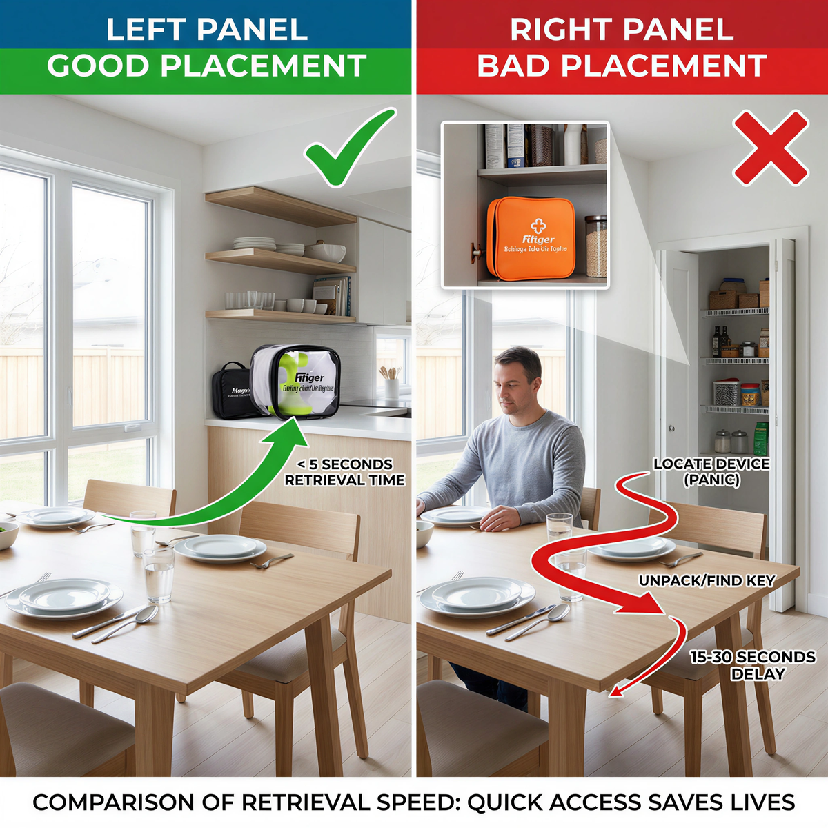 Good vs bad device placement comparison for home choking readiness