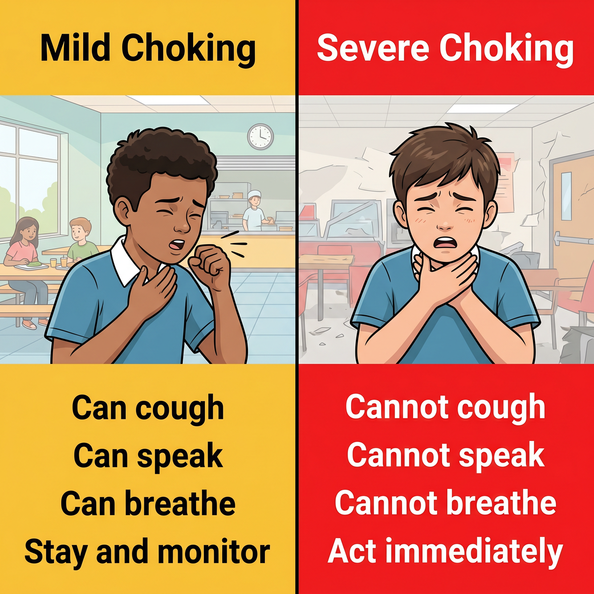 Mild vs severe choking school recognition