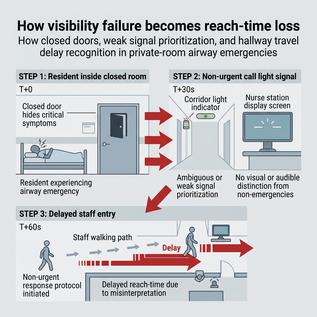 Call light visibility failure chain for elder care choking readiness