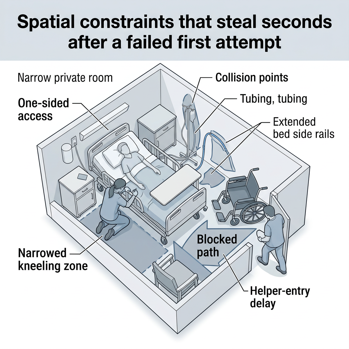 Private room spatial latency map for elder care choking readiness