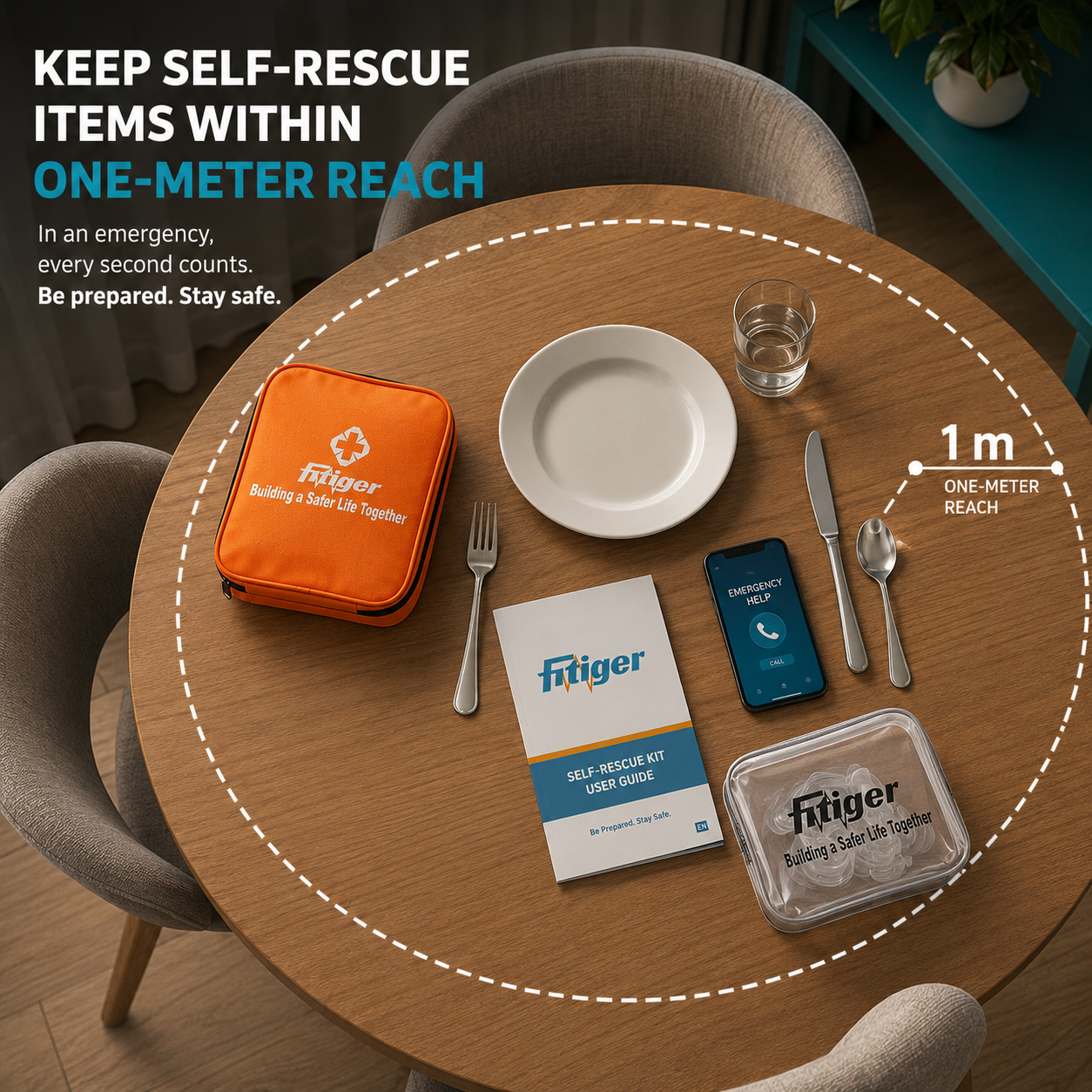 Fitiger one meter reach zone for adult choking alone readiness
