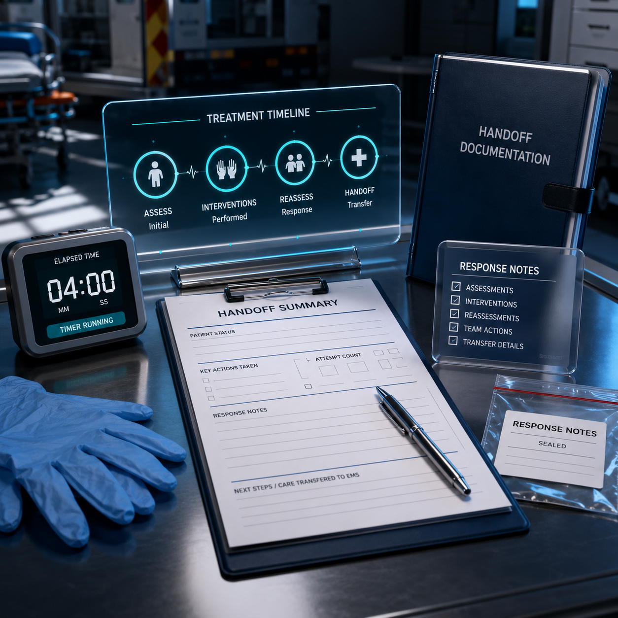 EMS handoff documentation after an unsuccessful anti choking device attempt