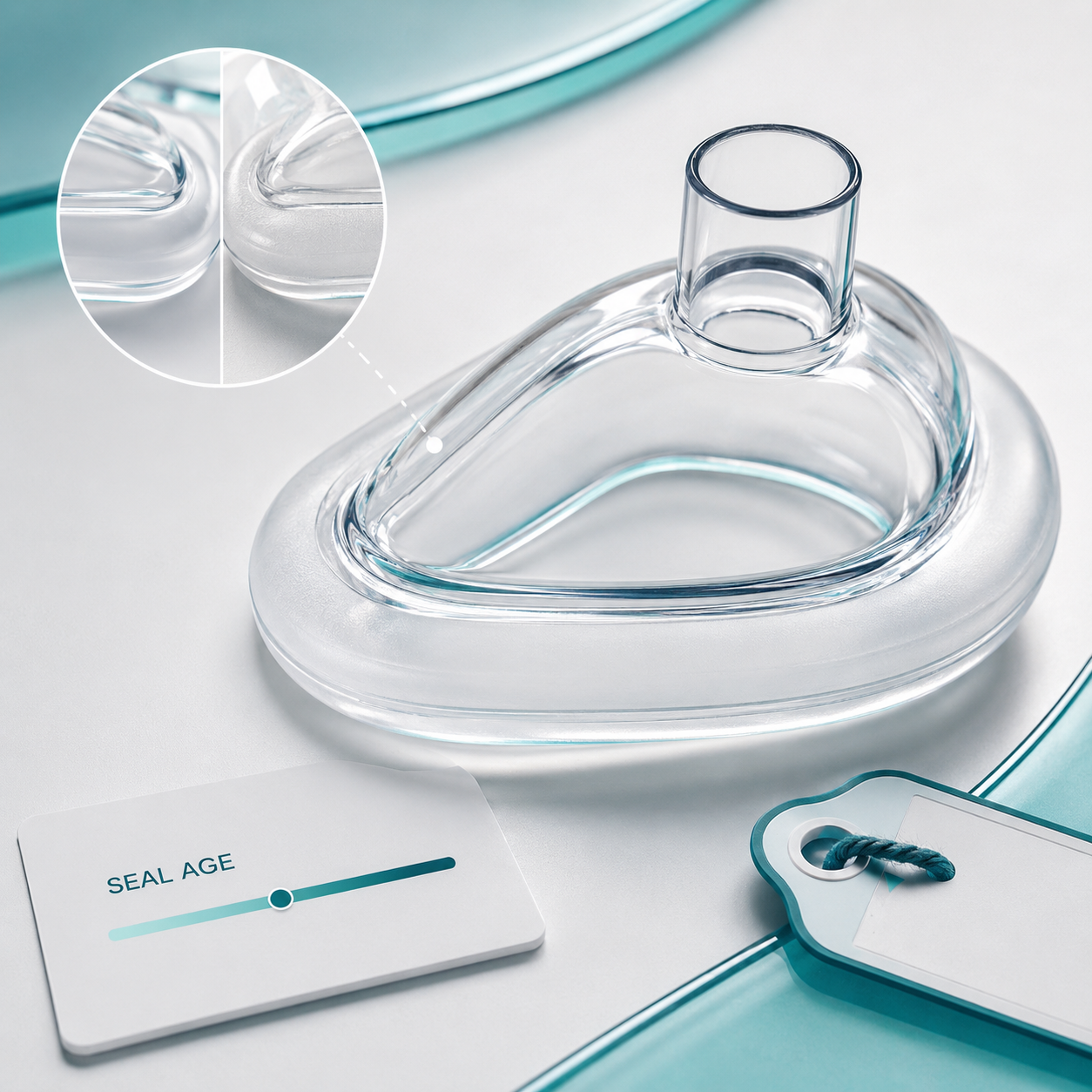 transparent silicone mask aging close up with edge compliance check