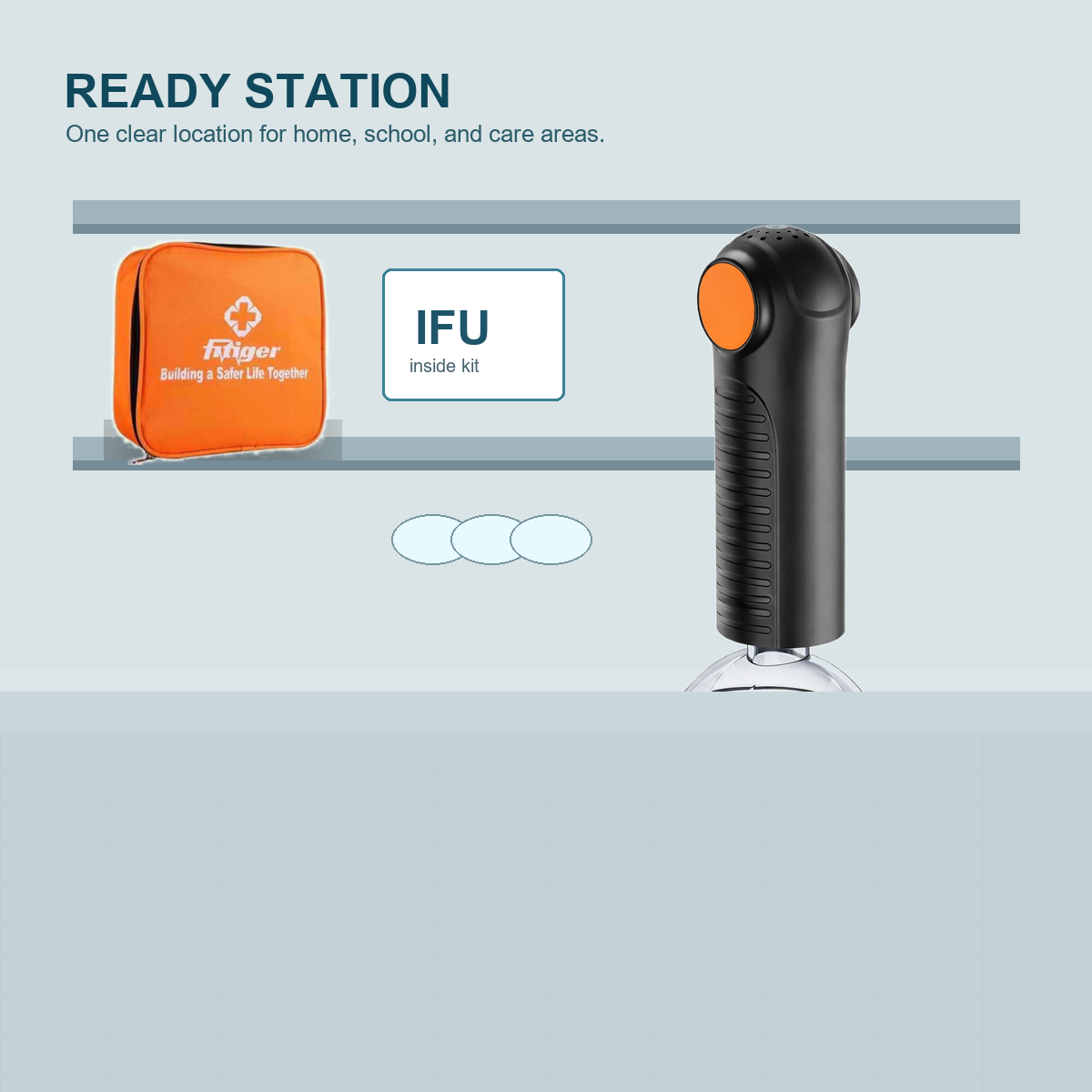 Fitiger EasyPumpVac home and school readiness station with IFU and replacement masks