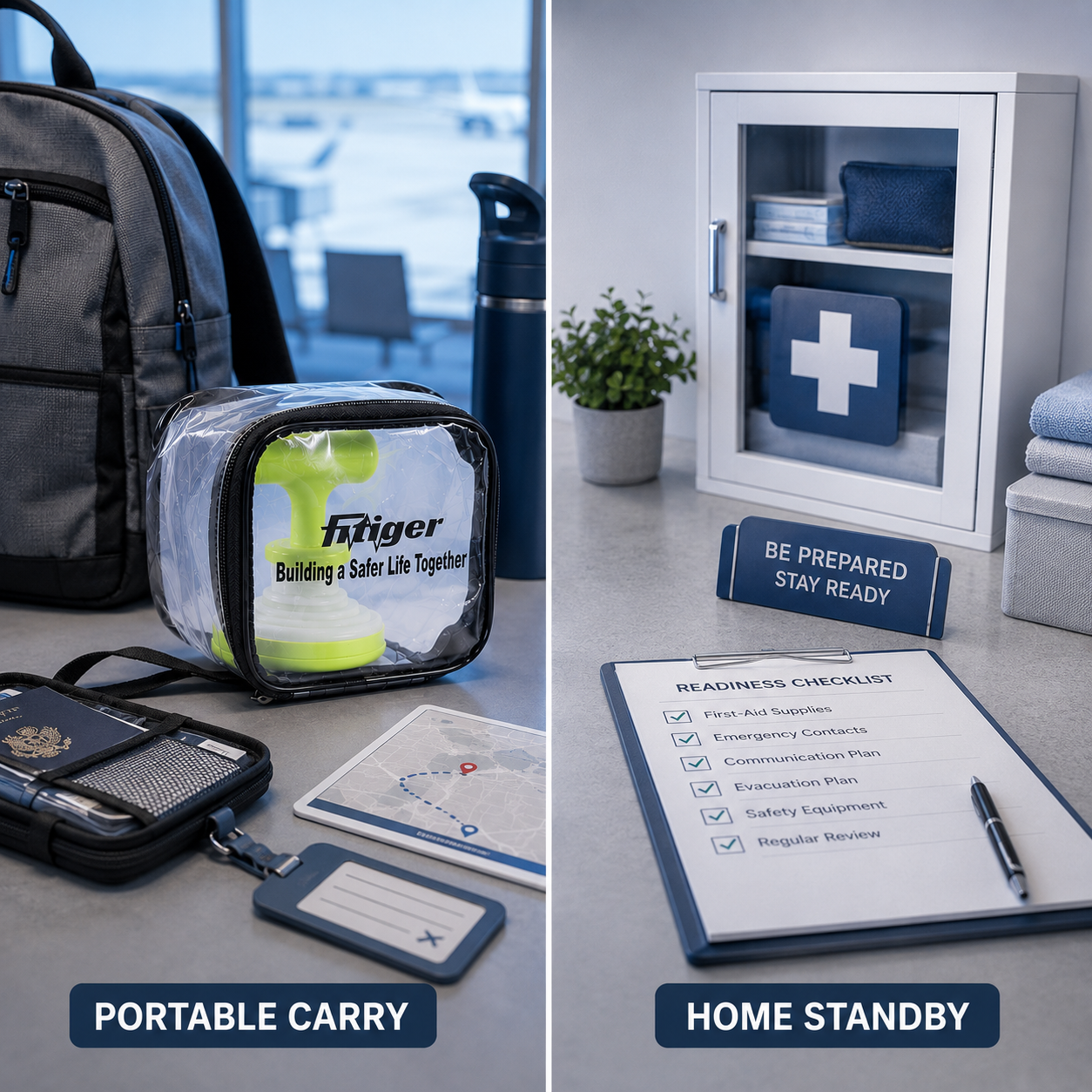 cinematic 3D FoldPumpVac versus EasyPumpVac use case comparison showing portable carry and standby readiness differences