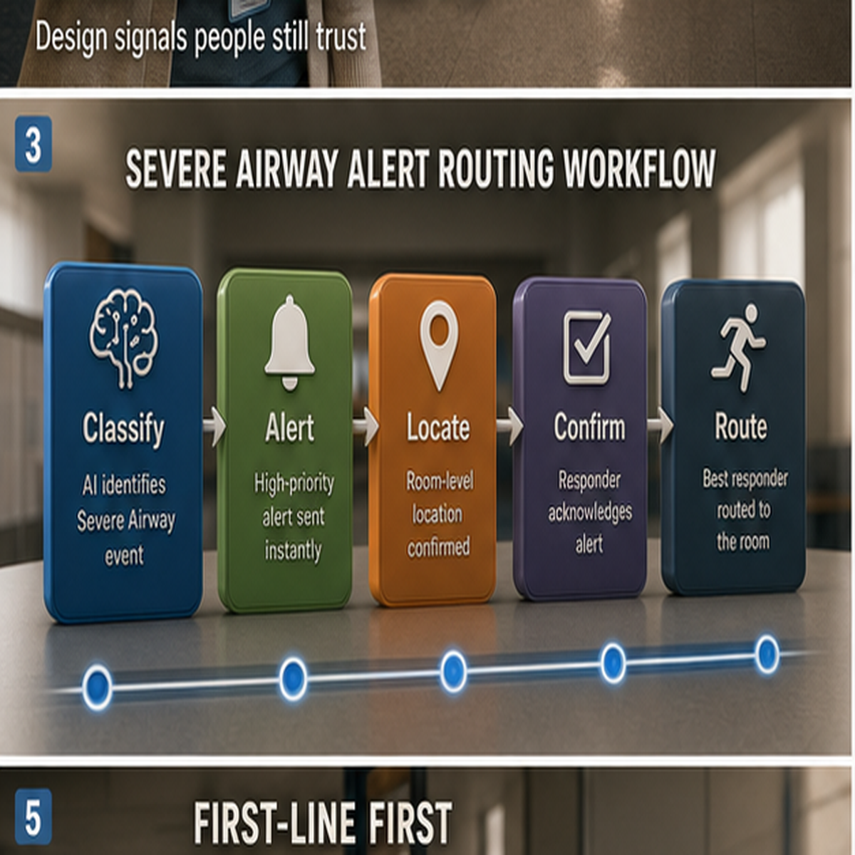 cinematic 3D severe airway alert routing workflow blocks for classify alert locate confirm and route