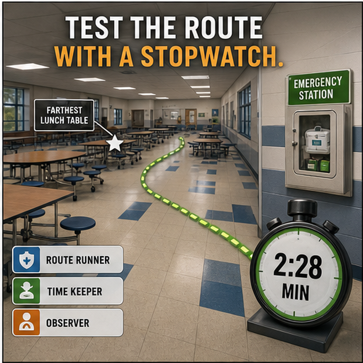 cinematic 3D school safety funding route board comparing district budget PTA sponsorship grant and in-kind product donation
