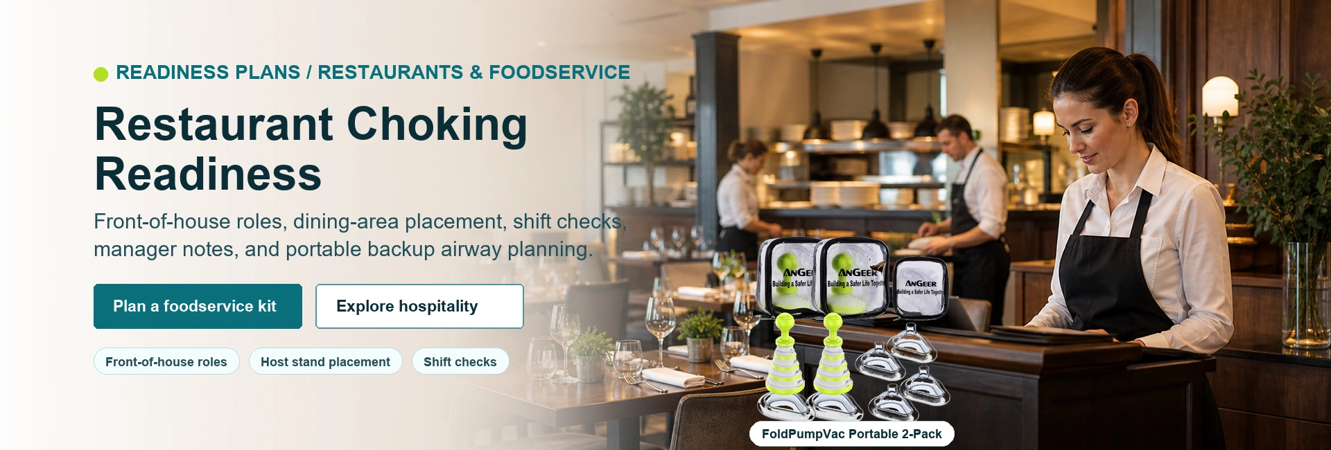 Restaurant and foodservice choking readiness plan for dining rooms