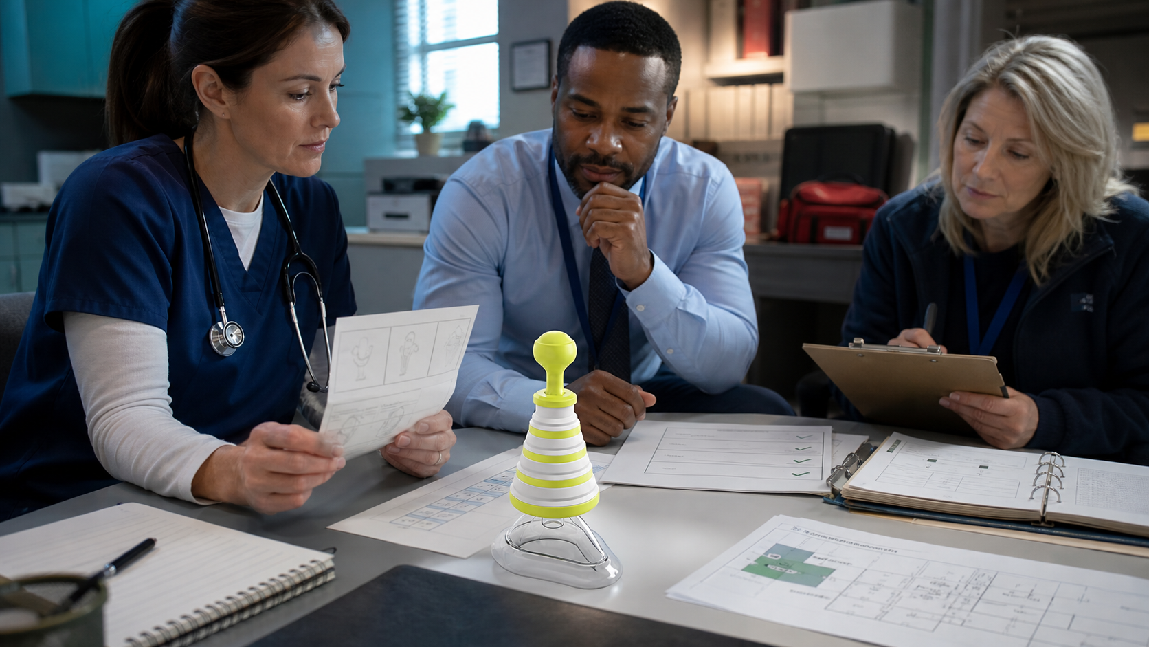 Real green FITIGER FoldPumpVac reviewed after a school checks age range regulatory wording manual-first policy trained access storage mask selection and after-hours coverage
