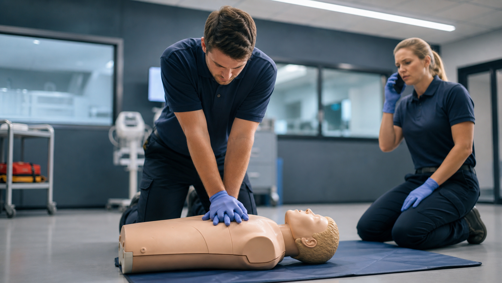 Cinematic 3D CPR training with an emergency call for an unresponsive choking scenario