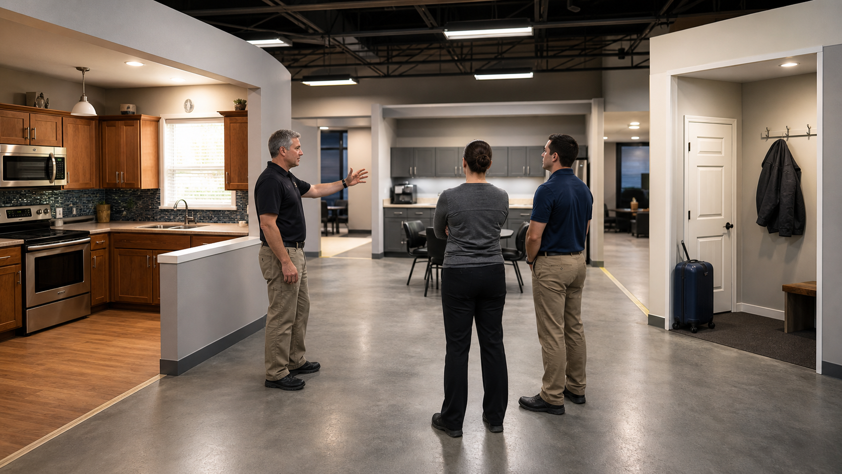Safety team comparing home, office, and travel deployment environments
